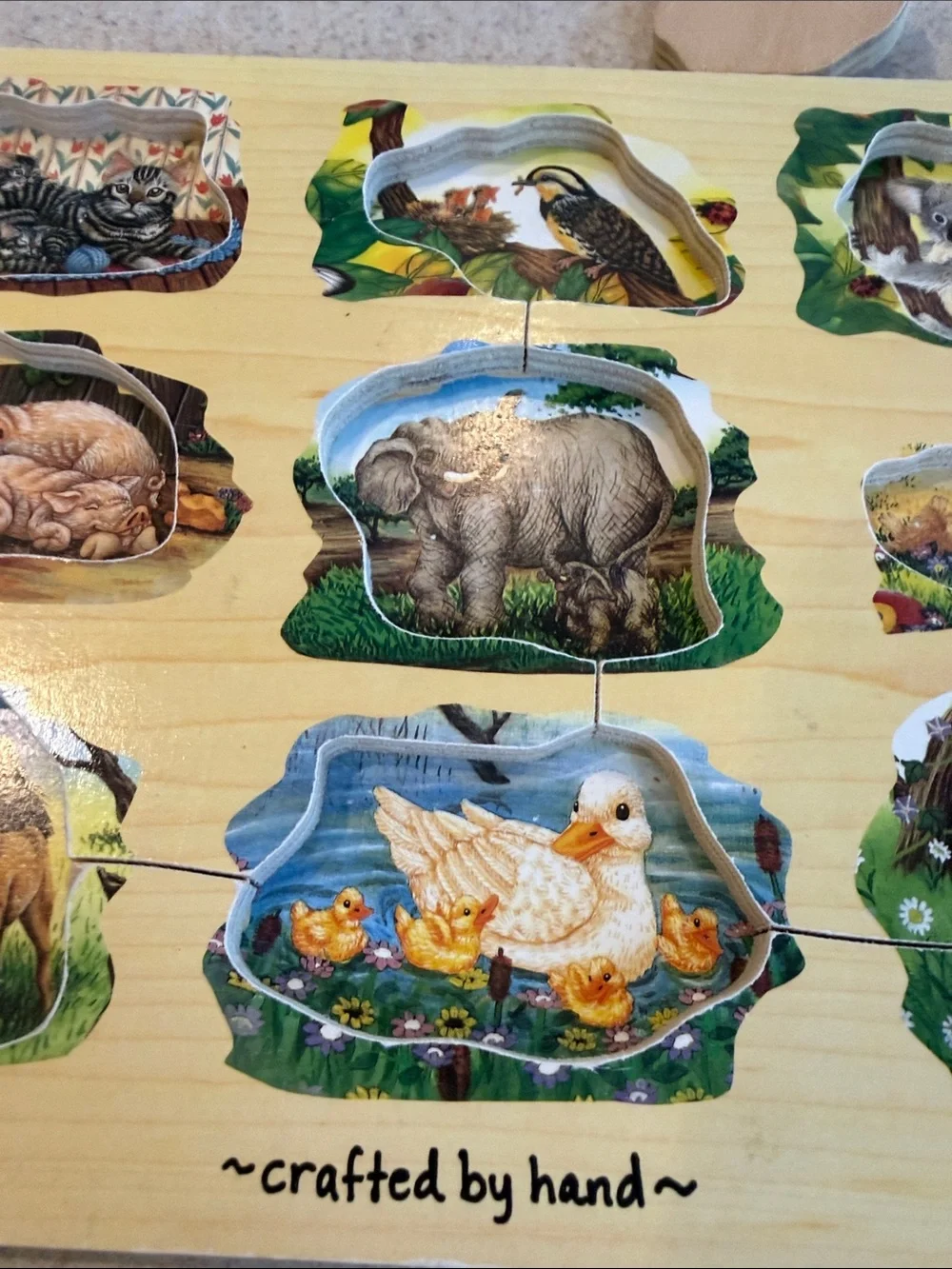 Wooden Melissa and Doug Farm Animal Peg Puzzle - Natural Finish